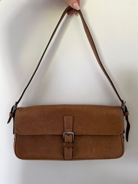 Vintage Coach 7784 Hamptons Brown Leather Shoulder Bag with Silver hardware